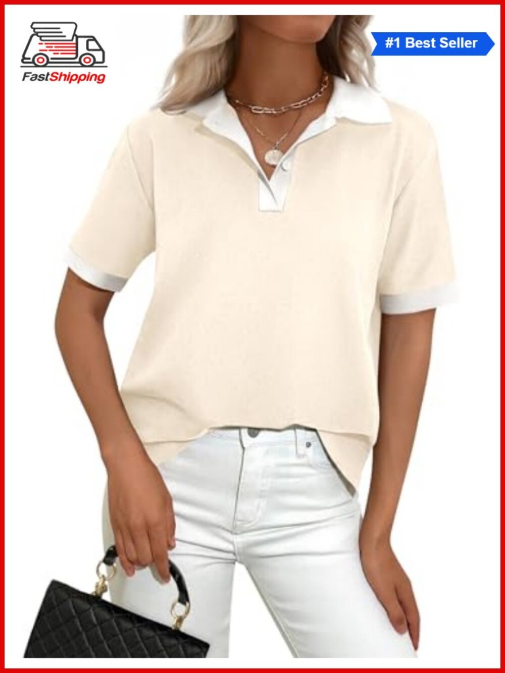 ✨ PRETTYGARDEN Collared Polo Shirt Short Sleeve Women's